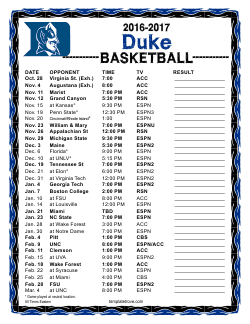2016-2017 Duke Blue Devils Basketball Schedule