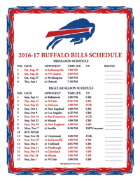 Buffalo Bills 2016-2017 Schedule