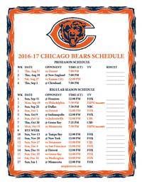 Chicago Bears 2016-2017 Schedule