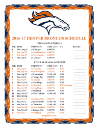 Denver Broncos 2016-2017 Schedule