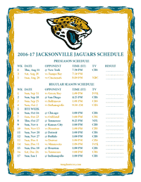 Jacksonville Jaguars 2016-2017 Schedule