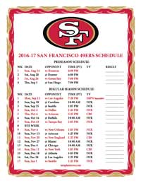 San Francisco 49ers Schedule 2016-2017
