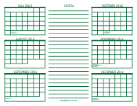 6 Month Calendar