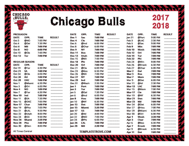2017-18 Printable Chicago Bulls Schedule - Central Times