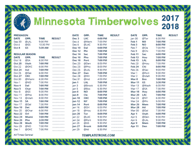 2017-18 Printable Minnesota Timberwolves Schedule - Central Times