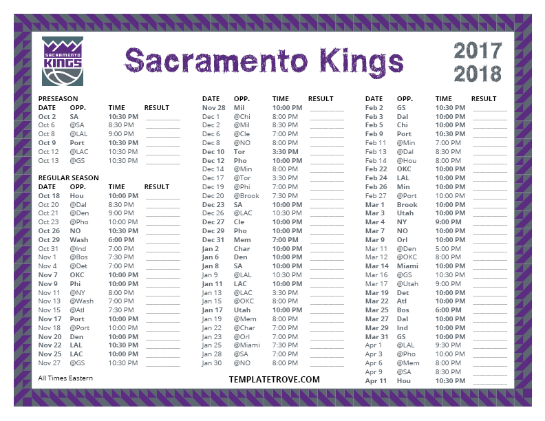 Phoenix Suns Printable Schedule