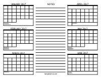 2017 6 Month Calendar