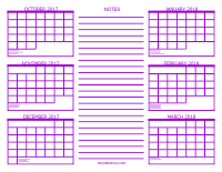 Half Year Calendar - Purple