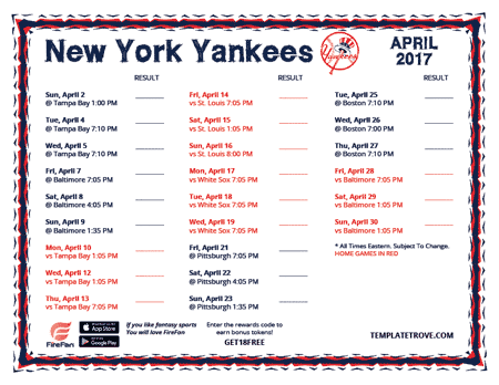 2017 Major League Baseball Schedules