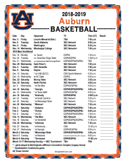2018-2019 Auburn Tigers Basketball Schedule