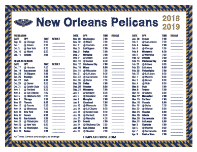 2018-19 Printable New Orleans Pelicans Schedule - Central Times