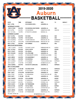 2019-2020 Auburn Tigers Basketball Schedule