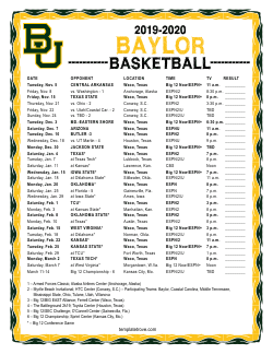 2019-2020 Baylor Bears Basketball Schedule