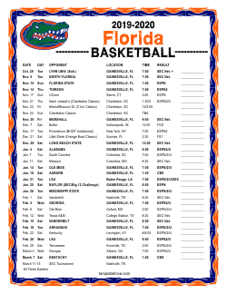 Printable 2019-20 Florida Gators Basketball Schedule