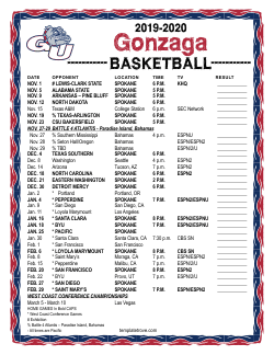 Printable 2019-20 Gonzaga Bulldogs Basketball Schedule