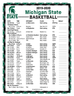 Printable 2019-20 Michigan State Spartans Basketball Schedule