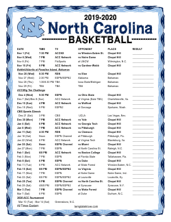 Printable 2019-20 North Carolina Tarheels Basketball Schedule