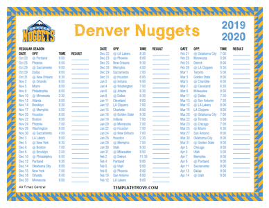 2019-20 Printable Denver Nuggets Schedule - Central Times