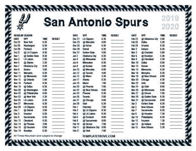 San Antonio Spurs 2019-20 Printable Schedule - Mountain Times