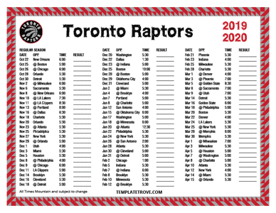 Toronto Raptors 2019-20 Printable Schedule - Mountain Times