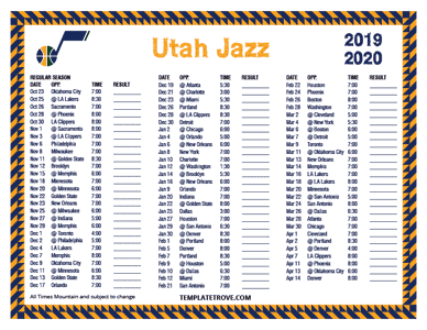 Utah Jazz 2019-20 Printable Schedule - Mountain Times