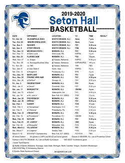 Printable 2019-20 Seton Hall Pirates Basketball Schedule