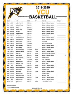 2019-2020 VCU Rams Basketball Schedule