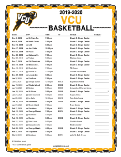Printable 2019-20 VCU Rams Basketball Schedule