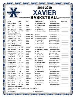 Printable 2019-20 Xavier Musketeers Basketball Schedule
