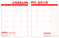 2019 Desk Calendar - Red