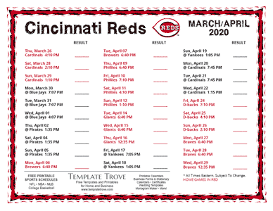 2019 Major League Baseball Schedules
