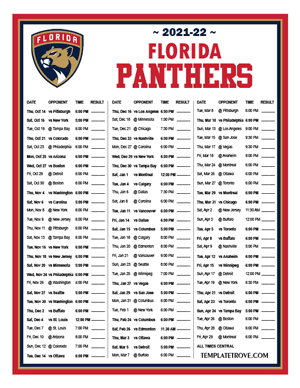 Florida Panthers 2021-22 Printable Schedule - Central Times