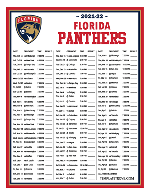 Florida Panthers 2021-22 Printable Schedule