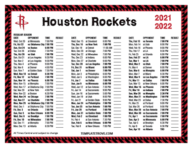 2021-22 Printable Houston Rockets Schedule - Central Times
