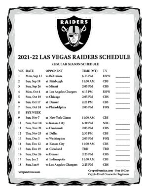 Las-Vegas Raiders 2019-20 Printable Schedule - Mountain Times