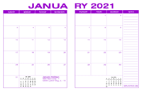 2021 Desk Calendar - Purple