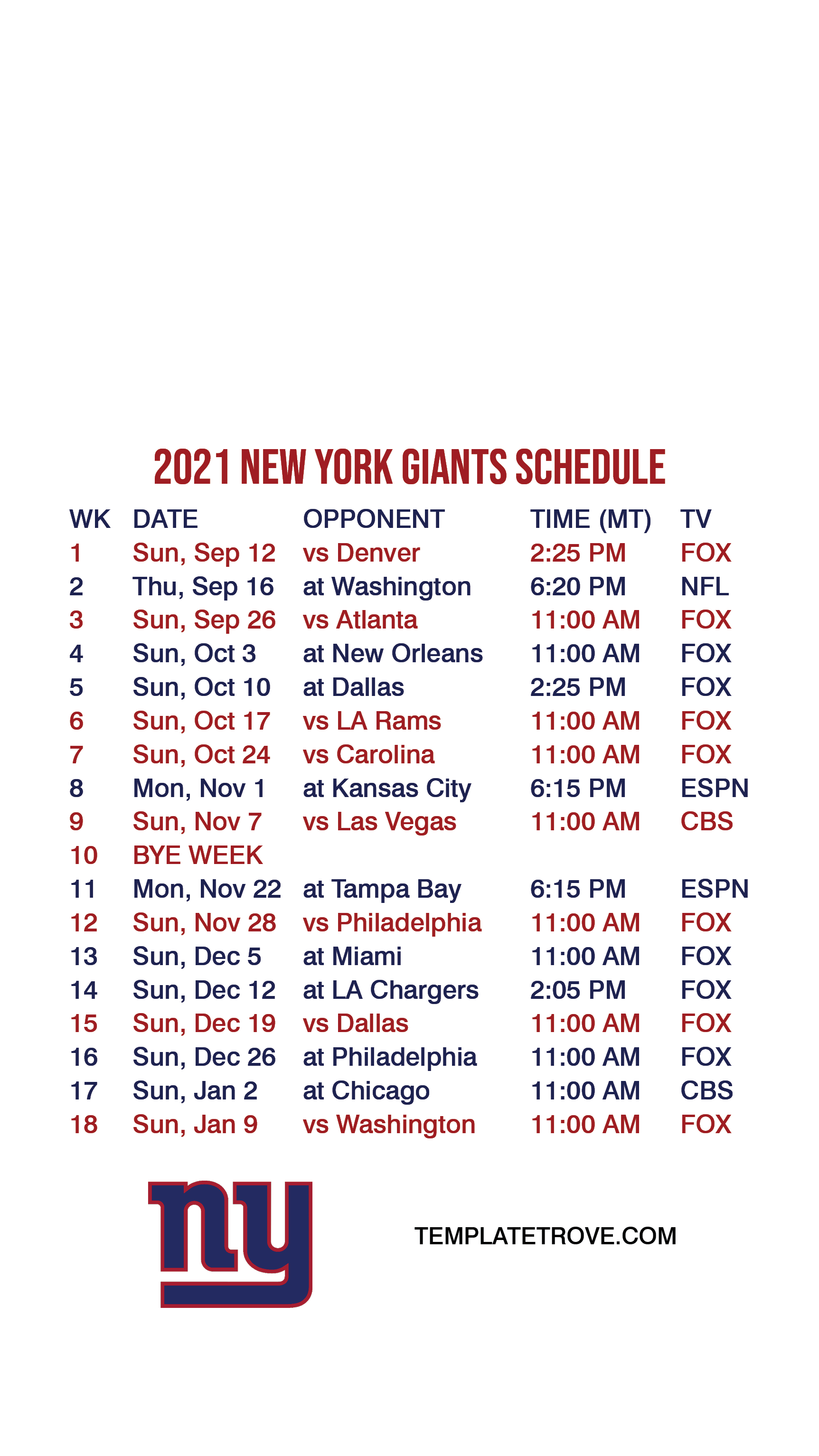 20212022 New York Giants Lock Screen Schedule for iPhone 678 Plus