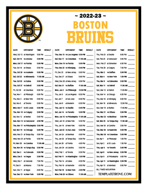 Boston Bruins 2022-23 Printable Schedule - Mountain Times
