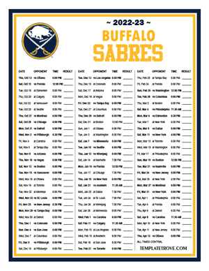 Buffalo Sabres 2022-23 Printable Schedule - Central Times
