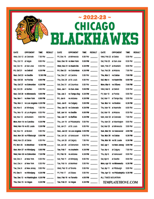 Chicago Blackhawks 2022-23 Printable Schedule - Mountain Times