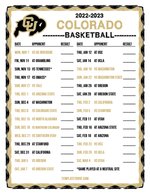 2022-23 Printable Colorado Buffaloes Basketball Schedule