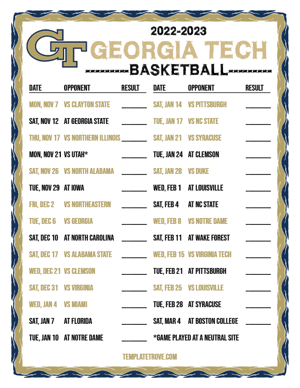 Georgia Tech Spring Calendar Danya Ellette
