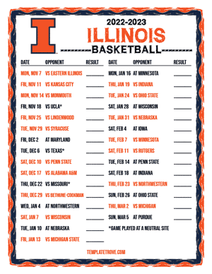 2022-23 Printable Illinois Fighting Illini Basketball Schedule