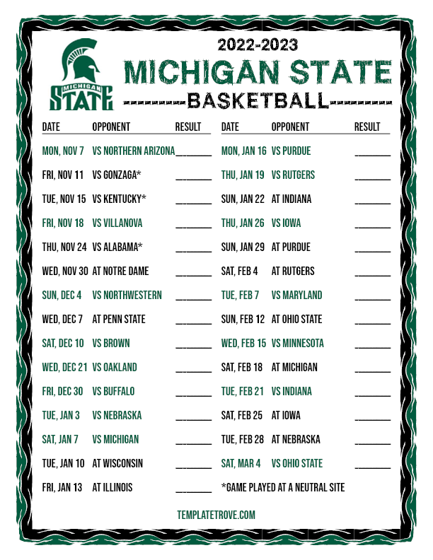 2022-2023 College Basketball Schedules - Big Ten