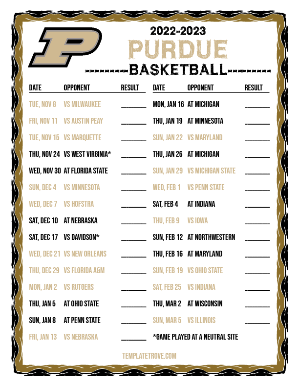 Purdue 2023 Calendar 2023