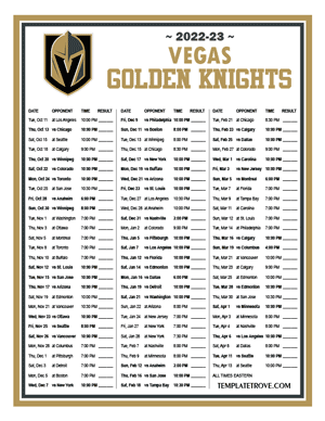 2022-2023 Printable NHL Schedules