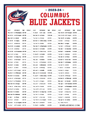 2023-2024 Printable Columbus Blue Jackets Schedule