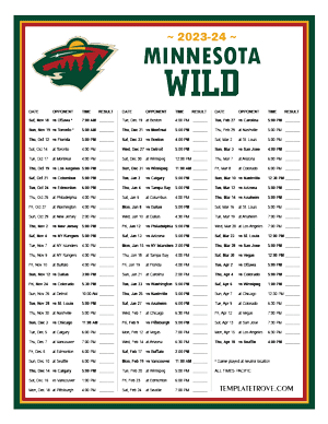 Minnesota Wild 2023-24 Printable Schedule - Pacific Times