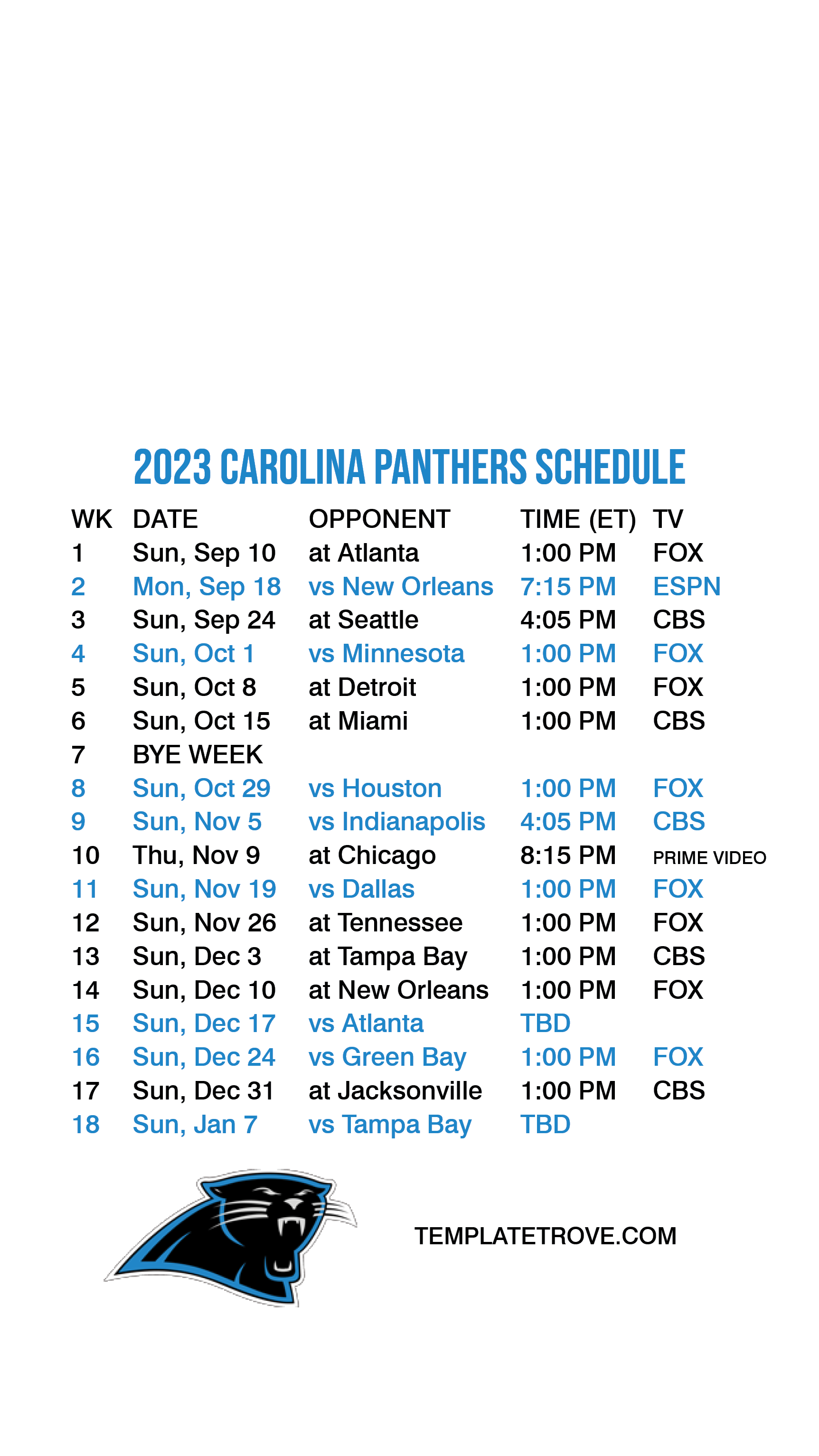 20232024 Carolina Panthers Lock Screen Schedule for iPhone 678 Plus
