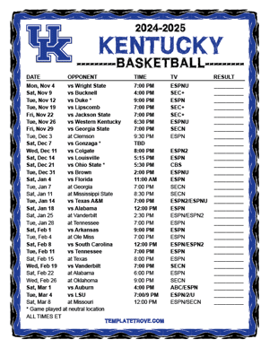 2024-2025 College Basketball Schedules
